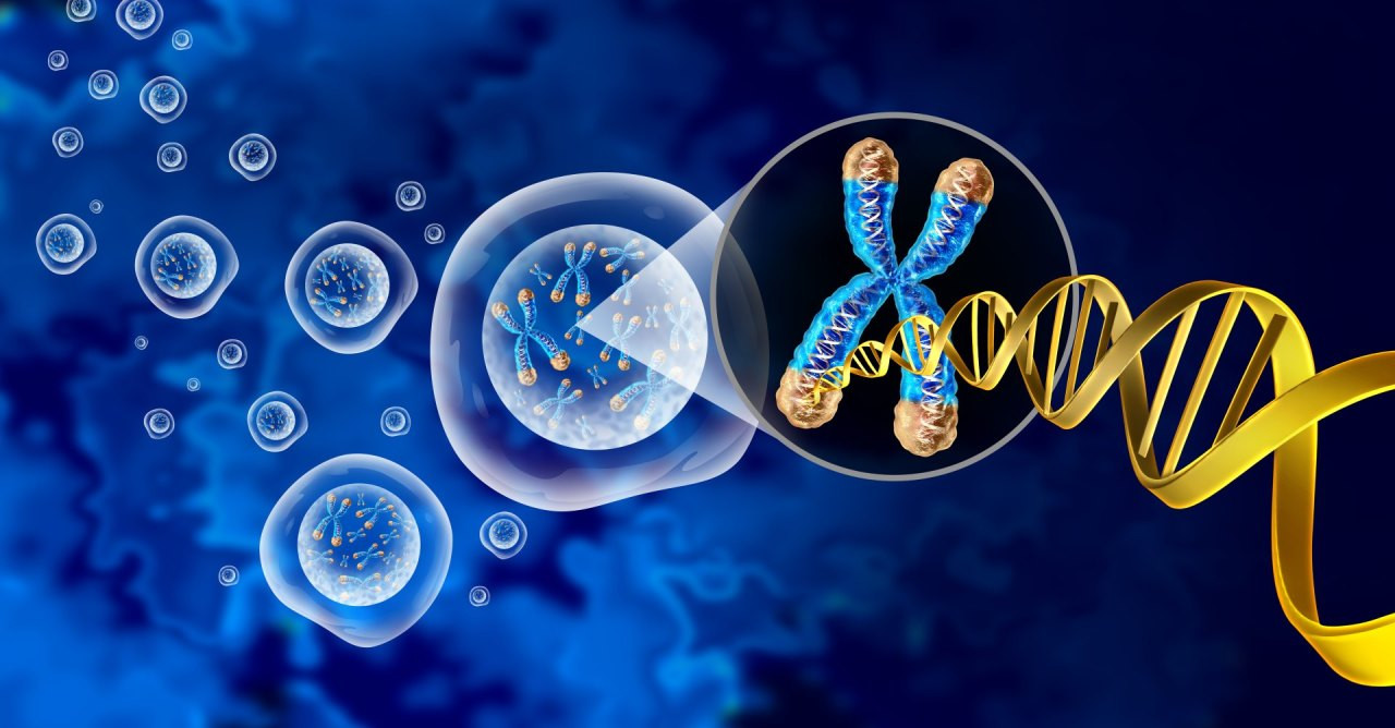 Chromosom auf blauem Hintergrund