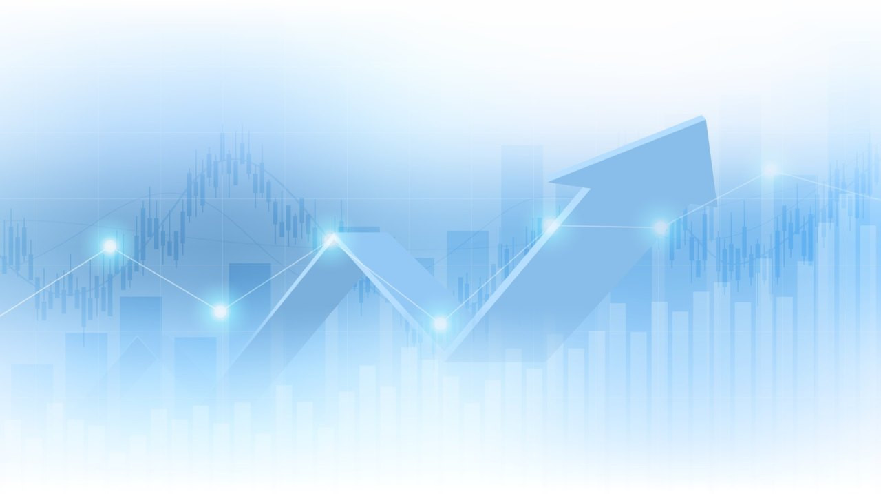 Abstrakte blaue Grafik mit Linien- und Kurvenelementen, die statistische Entwicklungen darstellen und steigende oder fallende Trends zeigen