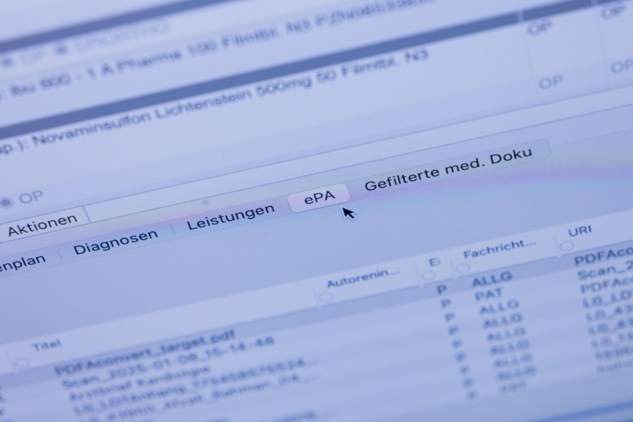Auszug einer digitalen Patientenakte