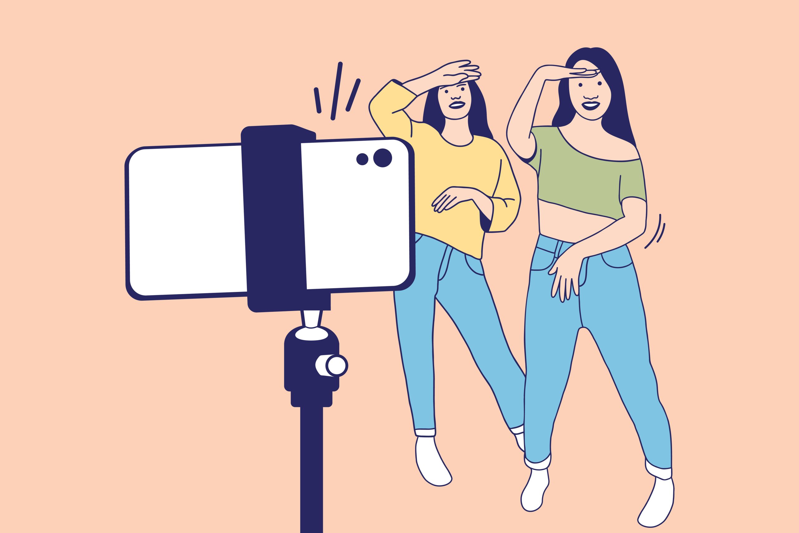 2 Mädchen drehen ein TikTok-Video